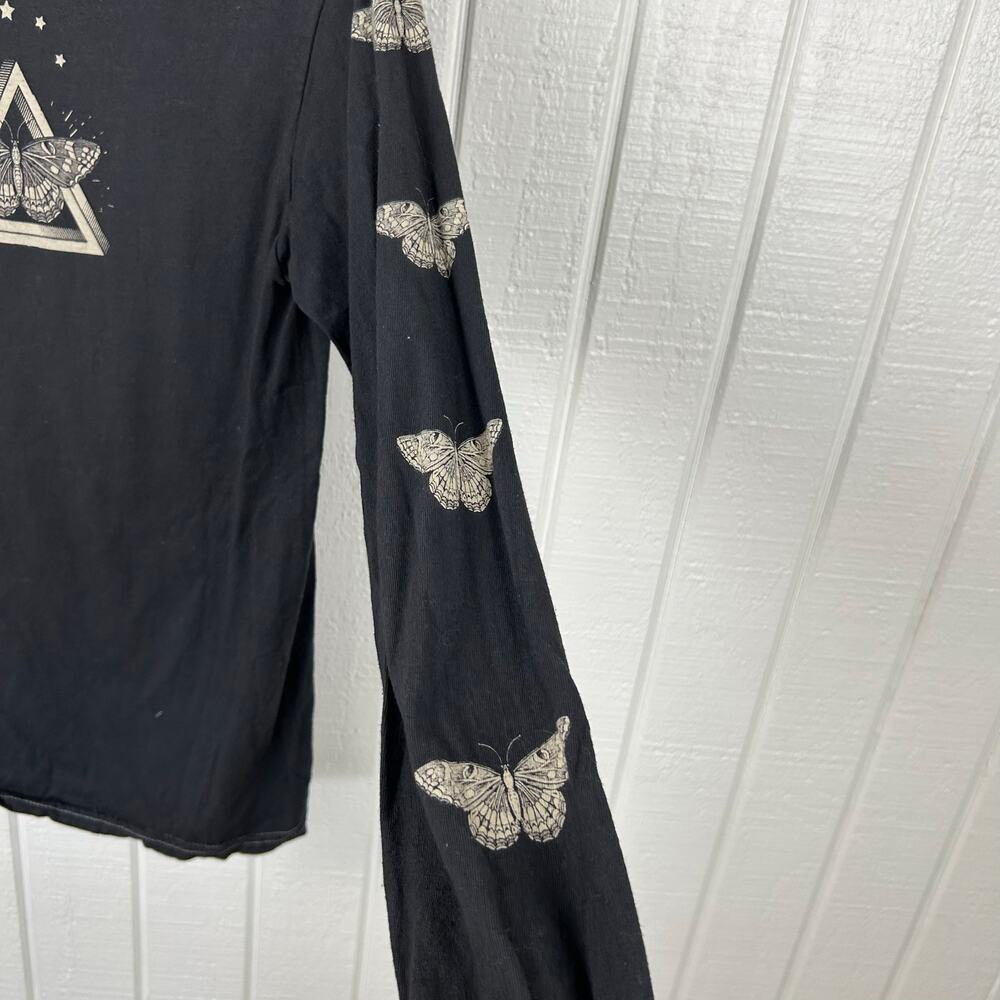 Mystic Dream Women Long Sleeve Celestial T-shirt Hippie Boho Black Size XS - Picture 2 of 4
